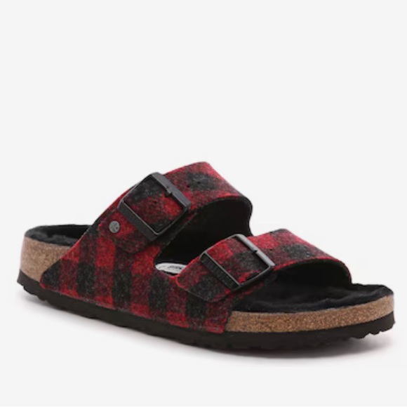 Birkenstock Other - 🆕 Birkenstock Arizona Shearling Sandal in Red/Black Buffalo Plaid size 46 US 13